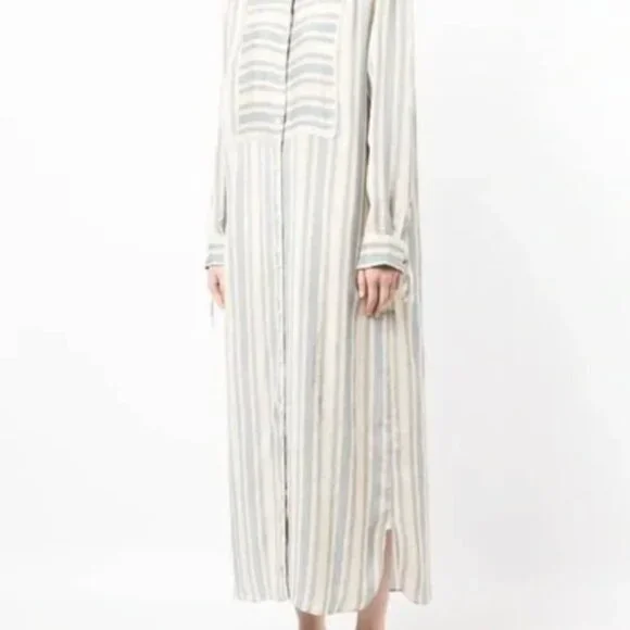Striped Long Sleeve Button-Up Dress - Picture 3 of 6